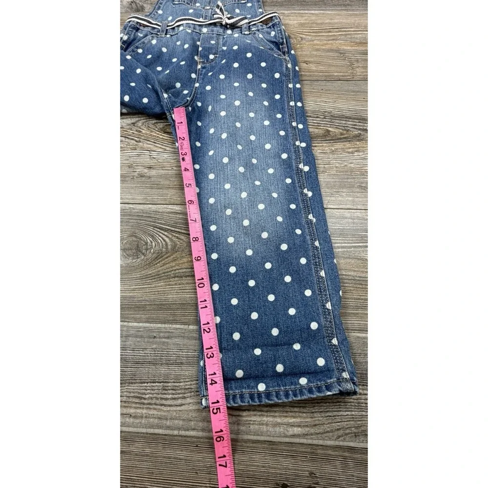 Oshkosh B'Gosh Denim Blue White Polka Dot Overalls Girls 4T Vestpak One-Piece